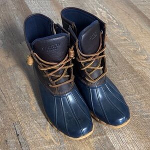 Sperry Navy and Dark Brown Duck Boots